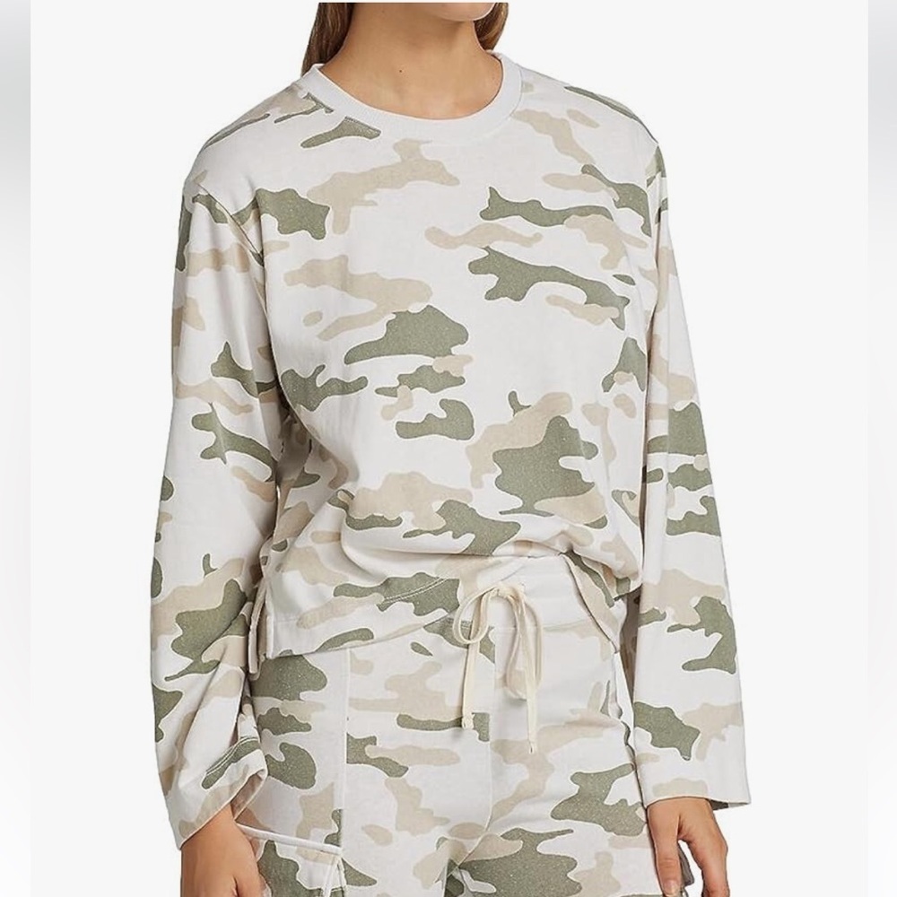 NWT Anthropologie SUNDRY Women's‎ Boxy Camo Sweatshirt 3, Olive/Beige